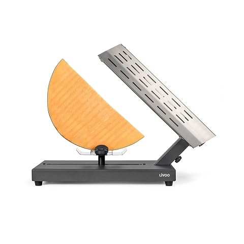 Appareil à raclette Livoo en acier avec une meule de fromage et deux spatules en bois